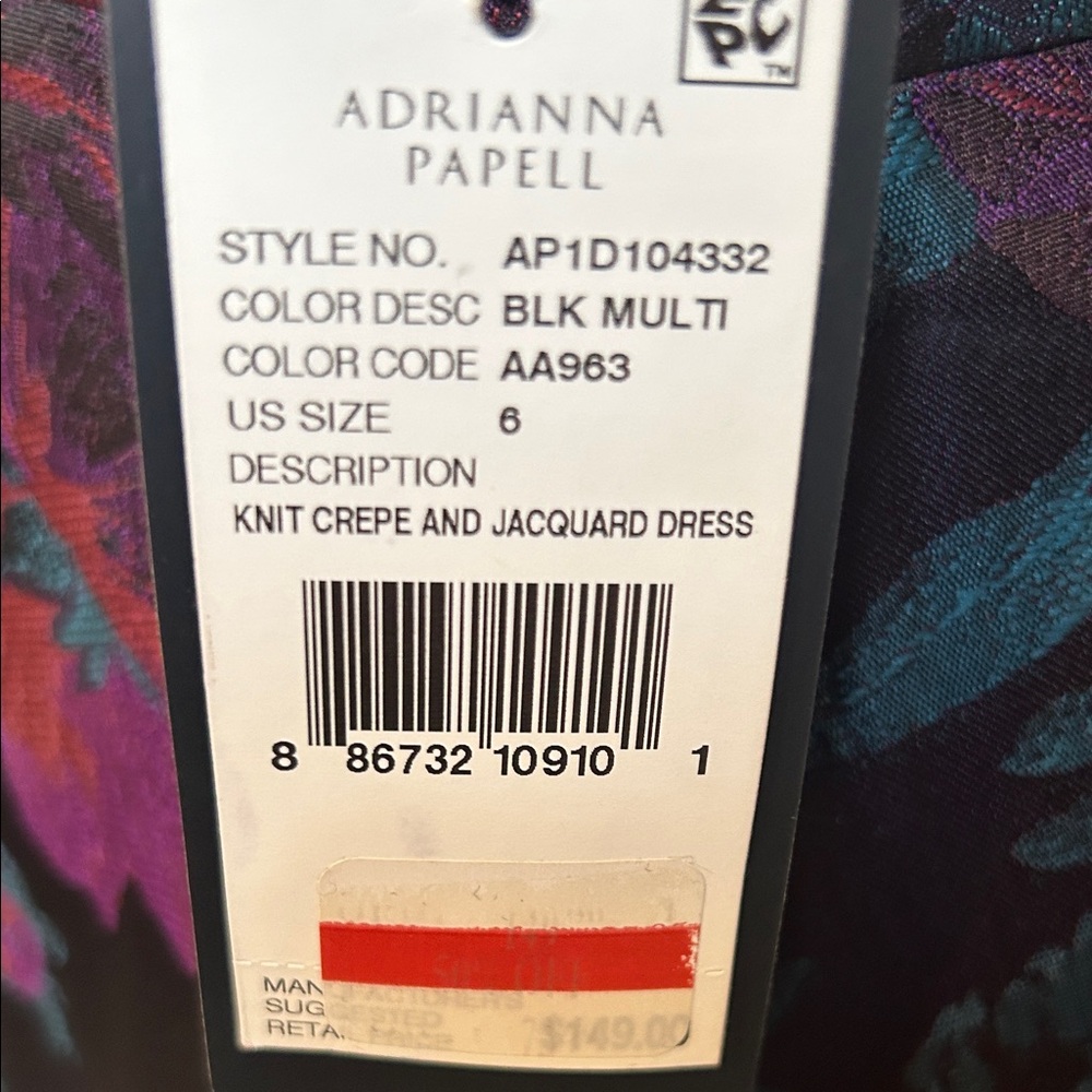 Adrianna Papell Floral Black Dress with Cap Sleeves Size 6 - Picture 4 of 7